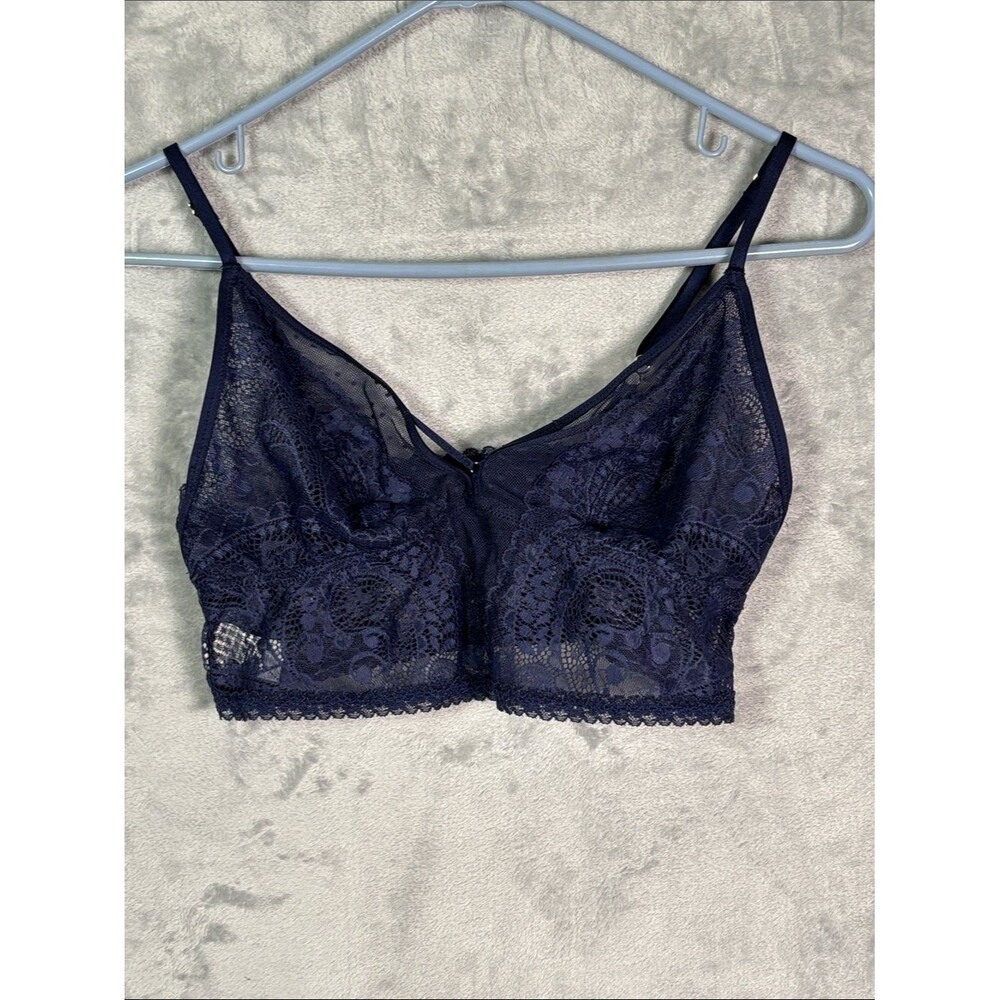 Aerie Navy Lace Spaghetti Strap Sheer Bralette Size Medium